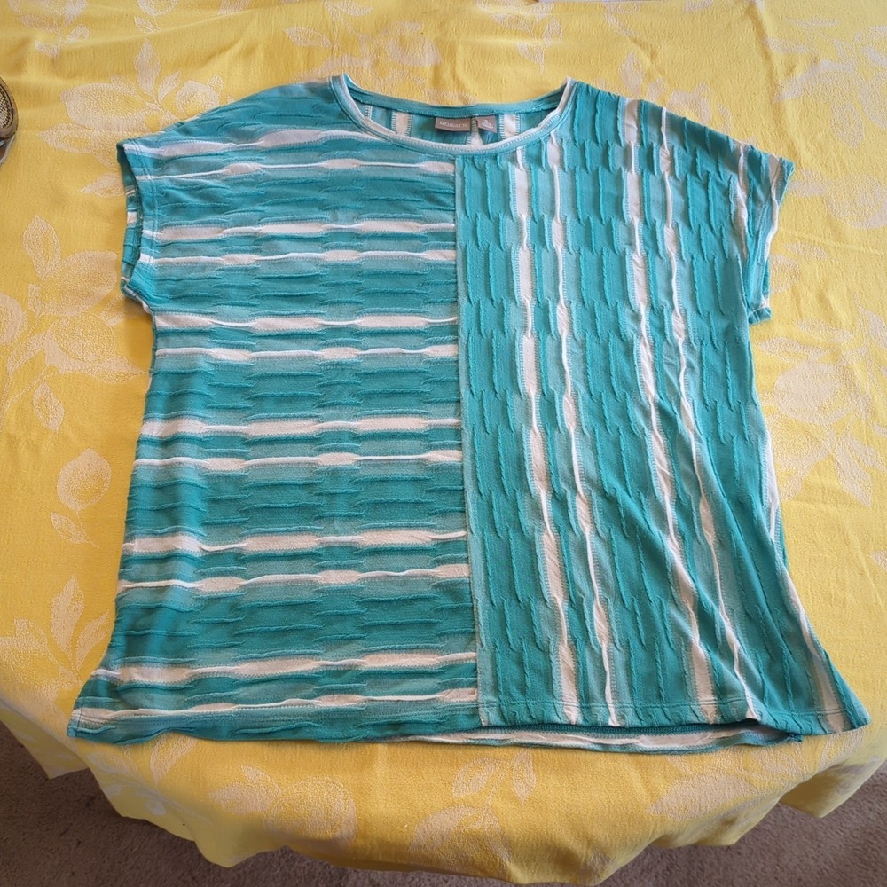 Chico's Blue & Teal Textured Tank Top Oversized Bohemian Size 3 (XL/XXL)‎